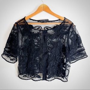 Zara Black Lace Button Top